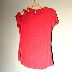 Free people peek-a-boo shoulder detail T-shirt